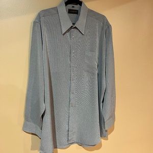 Capriccio Mens Button Down Dress Long Sleeve Light Grey Shirt, Size XXL